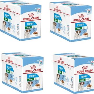 Royal Canin Mini Puppy | Pack of 4 | 4 x 12 x 85g | Wet Food for Small Dog Puppies | Up to 10 Months | Fine Pieces in Gravy | Soft Texture for Milk Teeth