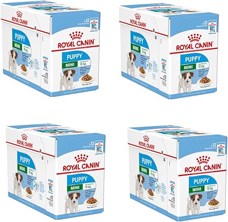 Royal Canin Mini Puppy | Pack of 4 | 4 x 12 x 85g | Wet Food for Small Dog Puppies | Up to 10 Months | Fine Pieces in Gravy | Soft Texture for Milk Teeth