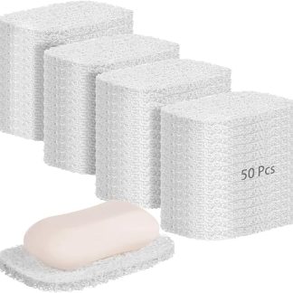 50 Seifenspender-Pads für Dusche, selbstentleerende Seifenschalenhalter, rutschfeste weiße Seifenmatten, Reisegröße Reinigungszubehör