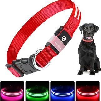 PcEoTllar Light Collar Dog USB Rechargeable LED Collar for Dogs Dog Collar Waterproof Luminous Adjustable Size 3 Modes Light Collar for Night Safety Small and Medium Large Dogs