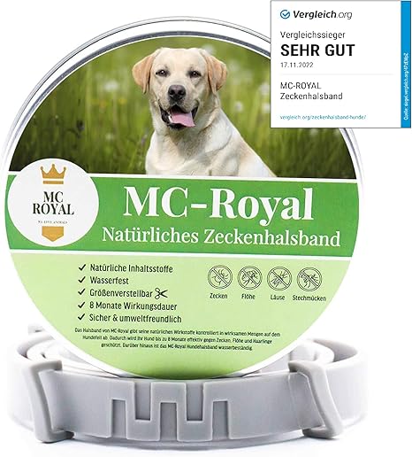 MC-Royal® Tick collar for dogs and cats, effective protection against bugs, waterproof and adjustable, up to 8 months, tick protection with 100% natural ingredients