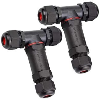 Pack of 2 3-way waterproof junction box, waterproof wire connector, waterproof IP68, sleeve coupling, outdoor cable connection for max. diameter 8 mm cable diameter