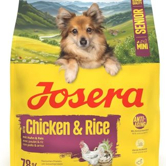 JOSERA Mini Senior Chicken & Rice (1 x 900 g) Premium Dry Food for Adult Older Dogs Small Breeds Anti-Ageing & Kidney Relief Extra Small Croquettes Gluten Free Pack of 1