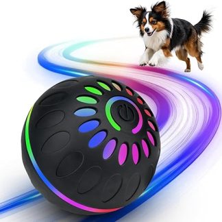 Pipihome Interactive Dog Toy Ball, Dog Ball, Electric Automatic Rolling with LED Lights, Toy Ball, Dog Toy Intelligence for Small/Medium/Large Dogs, USB Rechargeable