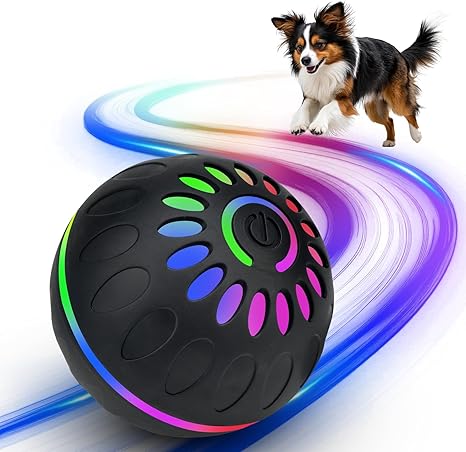 Pipihome Interactive Dog Toy Ball, Dog Ball, Electric Automatic Rolling with LED Lights, Toy Ball, Dog Toy Intelligence for Small/Medium/Large Dogs, USB Rechargeable