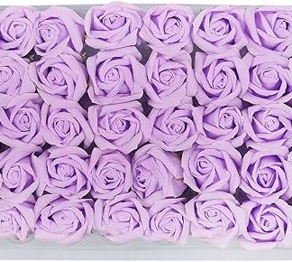50 Pieces Flowers Scented Bath Soap Rose Petals Plant Essential Oil Rose Soap Set Bath Soap Shaped Petals Wedding Gifts Purple