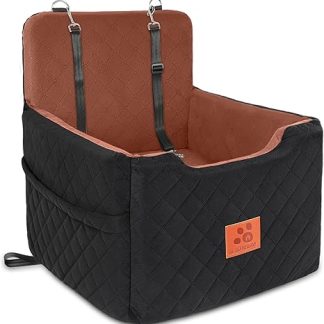 GL GLENSLAVE Dog Car Seat for Small/Medium Dogs Under 15 kg, Dog Car Seat, Removable and Washable Pet Car Seat, Dog Bed with 2 Seat Belts (Black/Brown, One Size)