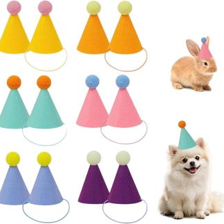 AKINSTER Pack of 12 Mini Party Hats for Cuddly Toys Birthday Hats for Cats Dogs Rabbits and Various Animal Accessories Festival Decoration Photo Prop