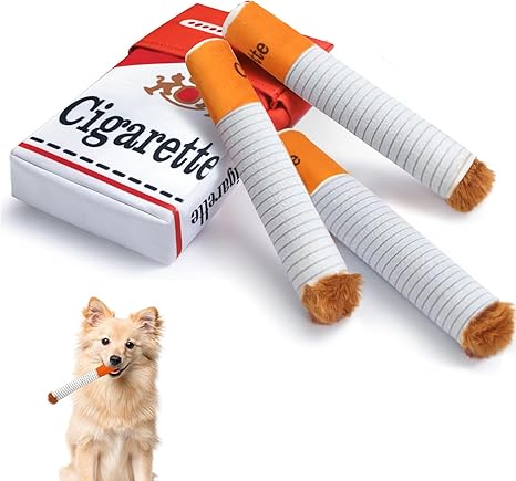 Wdmiya Funny Dog Toy Cigarette Squeaky, Giggle Cigarette Shaped Toy for Dogs Puppies, Plush Dog Toy for Small Large Dogs, Interactive Dogs