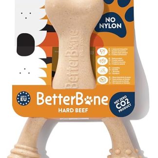 BetterBone - Dog Toy for Chewing - Small Hard Beef - Dog Chew Bone Nylon & GMO Free on Cellulose Base - Chew Toy Extra Hard with Beef Flavour - Chew Wood Splinter Free & Durable