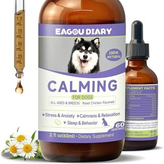 Dog Sedative - Dog Calming Drops for Separation Anxiety, Fireworks, Storms, Barking, Sleep Aid, Dog Anxiety Solution with L-Tryptophan, L-Theanine, Chamomile, Vitamins, 60ml