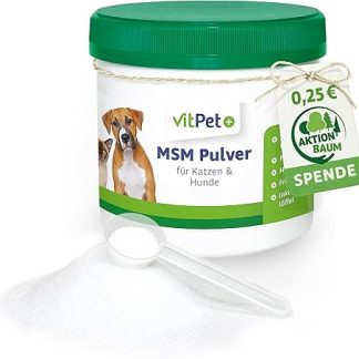 VitPet+ MSM Dog - Premium MSM Powder for Dogs and Cats - 300g Tin Includes Dosing Spoon (Methylsulfonylmethane/Sulphur Powder for Cats and Dogs)