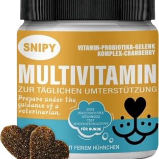 SNIPY Multivitamin for Dogs - 100 Delicious Snacks with Fine Chicken - Complete Supply of Probiotics, B Vitamins, Omega 3, Green-Lipped Mussel & Cranberry - Vitality, Fur & Joints