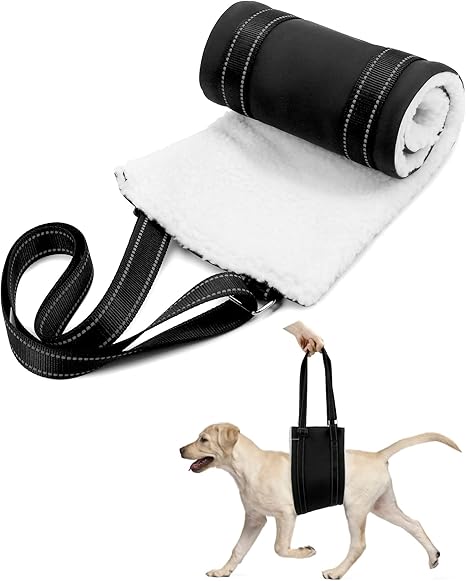 QWORK® Adjustable Dog Harness (L), Dog Carrying Aid Carrying Strap Dog Rear Lift Support Harness for Disabled, Injured, Elderly Dogs