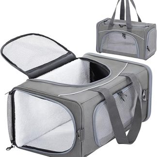 Petsfit Transport Bag Cat & Dog Bag Aeroplane | 49 x 23 x 30.5 cm Flight Bag for Dogs & Transport Box Cat | Flightworthy Pet Bag | Safe Transport in Car, Plane and Train, M/Grey