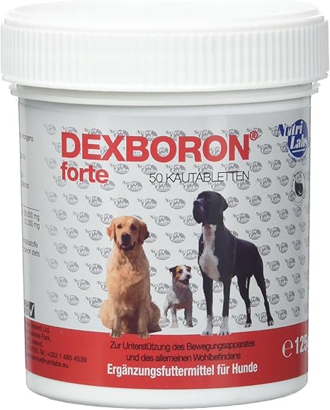 NutriLabs Dexboron Forte Dog Chewable Tablets Pack of 50 Tablets with Devil's Claw for Dogs Regenerating Agent with Willow Bark, Frankincense Extract and Much More – Dog Regeneration Agent