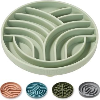 OHMO Anti-Slinging Bowl for Dogs for Cats Puppies, Anti Gulping Bowl Dog Silicone Healthy Eating Stops Bloating Non-Slip (S Tree of Life, Light Green)