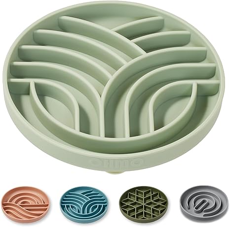 OHMO Anti-Slinging Bowl for Dogs for Cats Puppies, Anti Gulping Bowl Dog Silicone Healthy Eating Stops Bloating Non-Slip (S Tree of Life, Light Green)