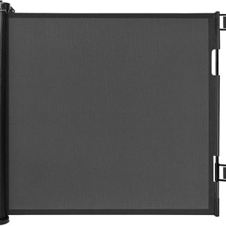 Retractable Stair Safety Gate for Babies, 0-150 cm Wide, Baby Barrier, Cat and Dog Barrier, One-Handed Operation, Suitable for Indoor & Outdoor Use (150 cm, Black)