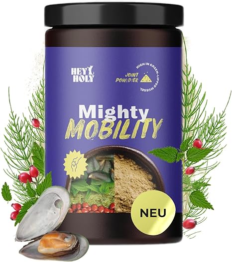 HEY HOLY Premium Joint Powder for Dogs Mighty Mobility | Joint & Bone Protection for Dogs 200 g | Supports Acute Joint Pain & Preventive | Highly Compatible from Natural Ingredients