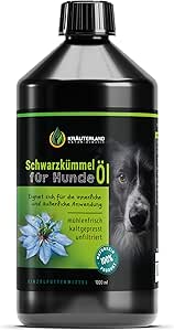 Kräuterland Black Cumin Oil For Dogs 1000 ml, 100% Pure, Unfiltered, Cold Pressed, Mill-Fresh Directly From The Manufacturer, Feeding And Grooming