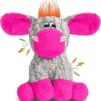 Wonfly Dog Toy, Dog Squeaky Toy with Crinkle Paper, Plush Toy Dog Plush Chew Toy, Cotton Rope Interactive Toy for Puppies, Small, Medium Dogs, Pink Donkey