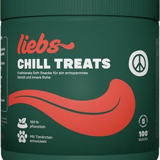 liebs Soft Treats Chill 100% Vegetable Chill Relaxation Snack Dogs - Supports Calming - Stress & Anxiety | Valerian, Beetroot, Sweet Potato, Hemp Seeds & Chamomile (1 x 300 g)