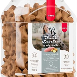 MERA Pure Sensitive Goody Snack Turkey and Potato (600 g), Healthy Treats for Sensitive Dogs, Dog Snack Gluten Free for Training and Reward