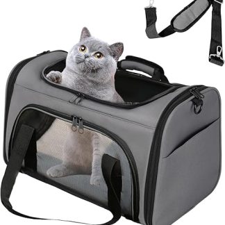 Bibykivn Breathable Cat Bag, Foldable Cat Transport Box, Suitable for Small and Medium Cats and Dogs, Multiple Openings at the Top, Front and Sides (Grey, L)