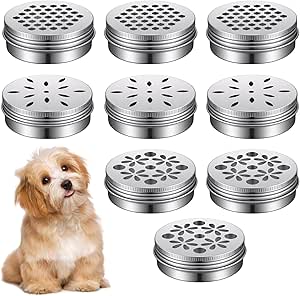 DOPENSPI Pack of 9 Dog Skent Work Boxes, Round Boxes with Hollow Lids, Dog Fragrance Training Box, 3 Patterns, Dog Nose Work Container for Dogs Indoor and Outdoor, Competitions, Training, Game