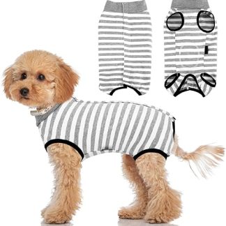 patinadrift Dog Bodysuit After Surgery Dog Body Operation Male Dog Body Wound Protection Recovery Suit for Dog Body Castration Dog After Surgery Cone Alternative (Grey, M)