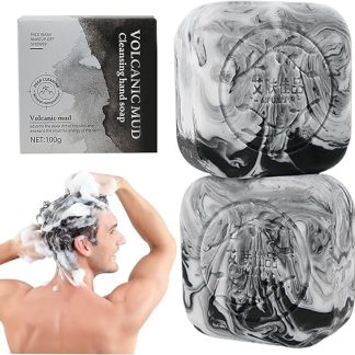 Facial Soap for Acne 2 Pack Activated Charcoal Soap 100g Volcanic Clay Face Against Acne Natural Ingredients Black Charcoal Bar Oil Control Moisturizer for Head
