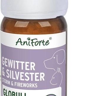 AniForte Thunderstorm & New Year's Eve Globuli for Dogs, Cats, Pets - Bach Flowers for Soothing Natural Remedy for Anxiety, Stress, Rush, Storm and Noise & Rescue on New Year's Eve