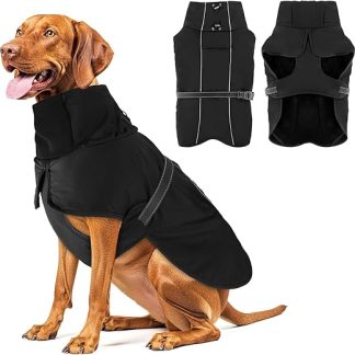 Warm Dog Coats, Waterproof Reflective Dog Jacket, Windproof Winter Coat with High Collar, Soft Fleece Lining, Adjustable Fit, Dog Coat for Medium to Large Breeds