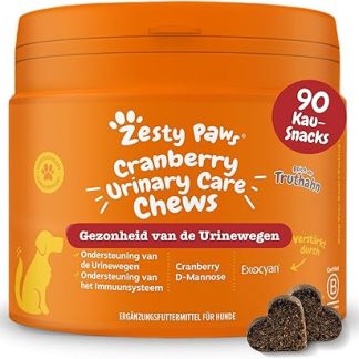 Zesty Paws Cranberry Urinary Care Supplement for Dogs | Cranberry Extract for Dog | Support Urinary Health for Dogs | 90 Count