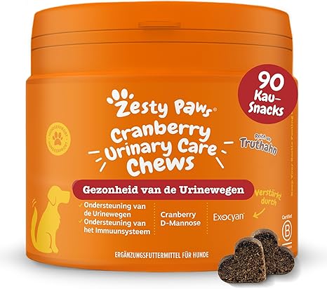 Zesty Paws Cranberry Urinary Care Supplement for Dogs | Cranberry Extract for Dog | Support Urinary Health for Dogs | 90 Count
