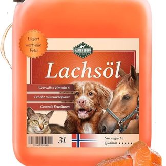 Martenbrown® 3 Litre Norwegian Premium Salmon Oil for Dogs, Horses and Cats, Fish Oil in Canister, for Dry Food, Canned Food or as Barf Oil