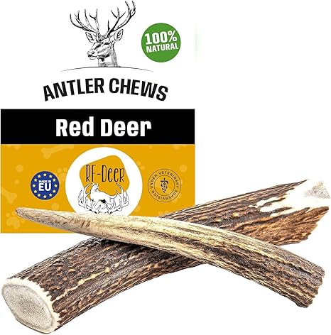 RF-Deer Dog Snack, Red Deer Antlers Chew Snack, Deer Antlers for Dogs, 100% Natural, Chew Toy Dog, Dog Toy Chew Bone for Pleasure and Dental Care (L, Hard - 1 Piece)