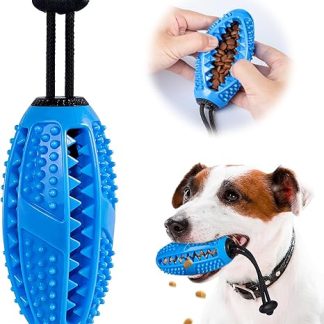 Aidiyapet AIDIYA Toothbrush Stick Ball Treat Dispenser for Dogs Puppies Dental Care Brushes and Chew Toys Non-toxic Natural Rubber, blue