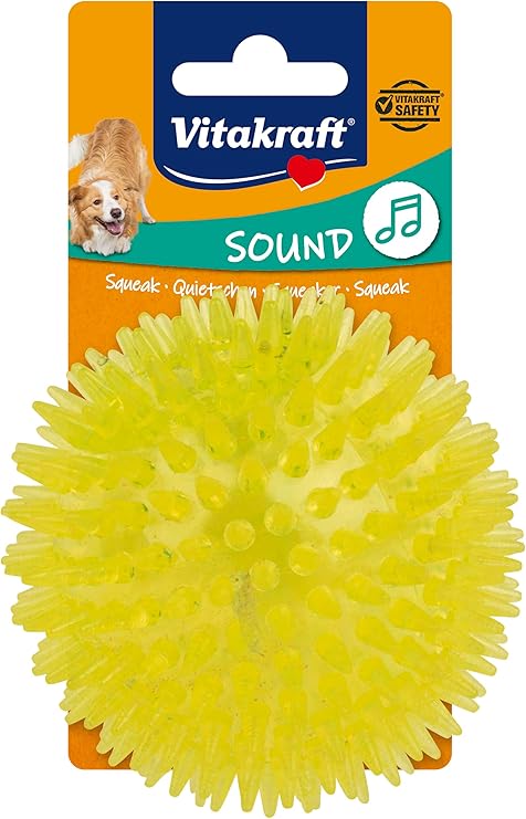 Vitakraft Hedgehog Ball Dog Toy, Durable Dog Toy with Squeaker, Made of Thermoplastic Rubber, Promotes Gum Circulation (1 Piece)
