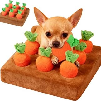 2026 Sniffing Games Dog | Pets Carrot Puzzle Toy Dog Activity Mat with 9 Pieces Carrot | For Small Medium Large Older Dogs and Kittens Mental Stimulation of Your Dog