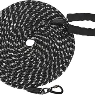 Recall Lead, 5 m, 10 m, 20 m Recall Lead for Dogs, Robust Dog Lead with Comfortable Padded Handle, Training Lead for Puppies, Small, Medium, Large Dogs, Lockable Carabiner (10 m)