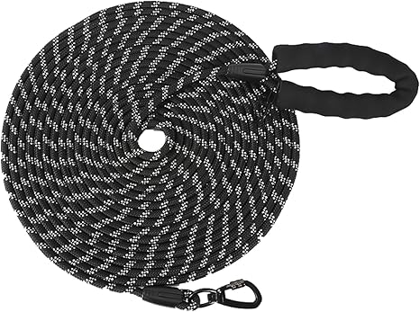Recall Lead, 5 m, 10 m, 20 m Recall Lead for Dogs, Robust Dog Lead with Comfortable Padded Handle, Training Lead for Puppies, Small, Medium, Large Dogs, Lockable Carabiner (10 m)