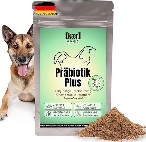 Kaer Basic Prebiotic Plus for Dogs - for Clogged Glands, Feces, Itching, Paw Licking & Heartburn, with Natural Fibre to Strengthen the Intestinal Flora - 200 g Powder