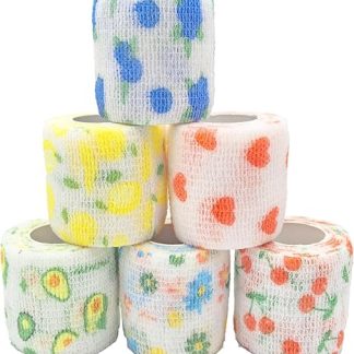 6 pieces 5 cm x 4 m adhesive bandage, elastic bandage, self-adhesive bandage, children's bandage, self-adhesive, fixing bandage, first aid set, dog, bandage material for fingers, leg, cat, dog, horse