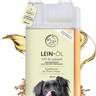 Annimally Linseed Oil for Dogs 500 ml - Linseed Oil Dogs Cold Pressed Rich in Omega 3 & 6 Fatty Acids & Vitamin B Barf Oil Suitable for Dogs, Cats and Horses Pure Natural Product from Germany
