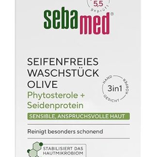 Sebamed Soap-free wash piece, olive, 150 g, for daily soap-free cleansing of sensitive, demanding skin, cleans particularly gently, suitable for hand, face and body cleansing