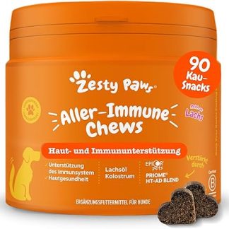 Zesty Paws Allergy & Immunity Chews | Dietary Supplement for Dogs | For Healthy Body Function | Rich in Salmon Oil Dogs & Omega 3 Oil | Pack of 90