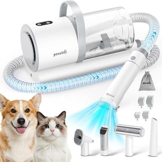 pecute Dog Vacuum Cleaner 12000 Pa Super Suction Power, Professional Pet Care Set with Brush & 1.5 L Dust Container, Multifunctional Dog Clipper Dog Cat with Dog Shaver Care Tools