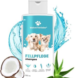 Wahre Tierliebe Dog Shampoo - Moisturising with Optimal PH Value and No Silicones | Coconut Extract & Aloe Vera | Dog Shampoo Against Odour and Dirt | Grooming Dog Made in Germany, 500 ml